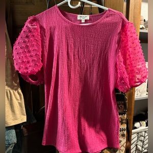 Pink puffy sleeve shirt